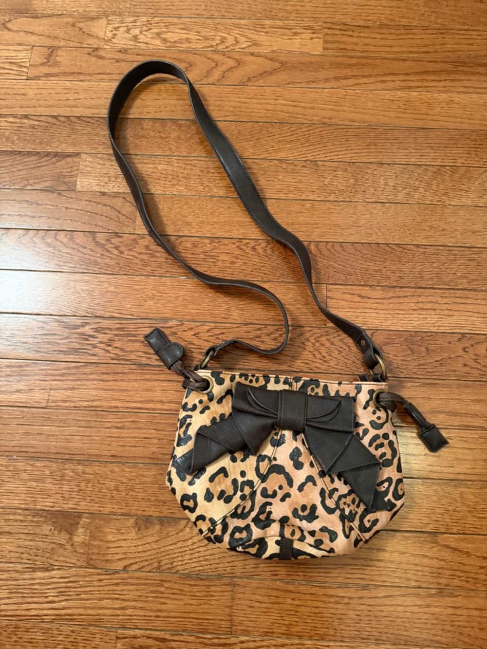 Jessica Simpson Leopard Print Crossbody with Brown Bow